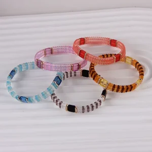 Colorful Acrylic Geometric Shaped Smart Bracelets Charm Bracelet Bangles for Women