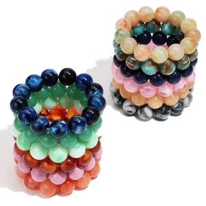 Colorful Artificial Crystal Beads Handmade Beaded Bracelet Shiny 16mm Stackable Acrylic Round Ball Elastic Bracelet