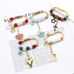 Colorful Beaded Bag Charm Rhinestone Heart Braided Rope Charm Big Circle Keychain Bag Pendant Keychain Fashion Charm Accessories