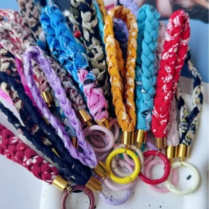 Colorful Braided Cord Hanging Ornament Paisley Silk Scarf Keychain Bag Charm Braided Rope Bag Pendant Fashion Charm Accessories