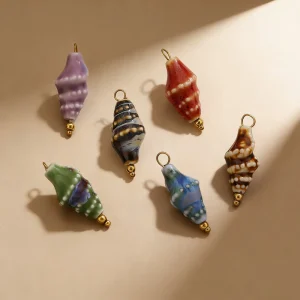 Colorful Ceramic Porcelain Conch Shell Beads Handmade Spiral Sea Shell Charms Ocean Style DIY Accessory for Necklace & Bracelet