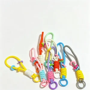 Colorful Chunky Phone Lanyard Anti lost Stacking Beads Keychain Strap Multi functional Water Bottle Charm