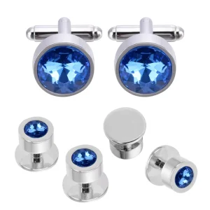 Colorful Crystal Elegant Cufflinks Stud Sets Custom Mens Suit Shirt Fashion Accessory Wedding Tuxedo Trendy Jewelry
