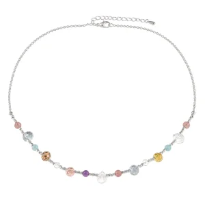 Colorful Crystal Rhinestone Necklace Light Luxury Niche Clavicle Chain High end Accessories