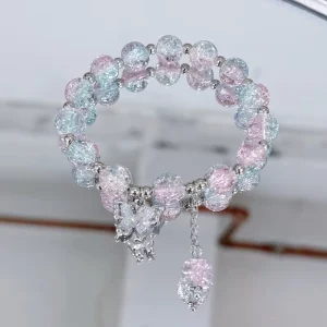 Colorful Double-layer Butterfly Tassel Bead Pendant Bead Bracelet Fashion Charm Bow Women’s Bead Bracelet Jewelry