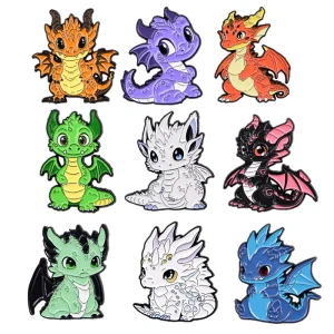 Colorful Dragons Cartoon Soft Enamel Pins Lapel Pins for Backpack Kids Brooch for Clothes Fashion Jewelry Badges Accessories