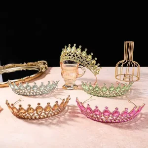Colorful Elegant Alloy Rhinestone Crown Headband Tiaras Y Coronas for Weddings Bridal Hair Accessory Party Performance corona