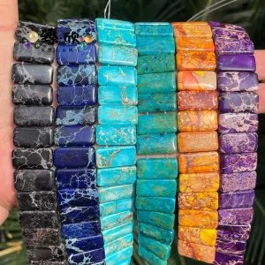 Colorful Fashion Pendant Colored Rectangular Hand Card of Emperor Stone Diy Stone Loose Beads for Jewelry Making