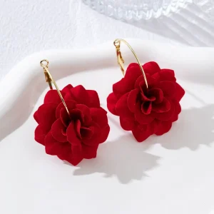 Colorful Flower Earrings Creative Hoop Pendant Earrings for