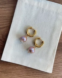 Colorful Freshwater Pearl Dangle Earrings Baroque Pearl Gold Plated Hoop Earrings Minimalism Dainty Wedding Jewelry Gifts for Her