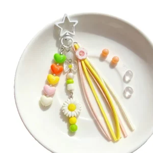 Colorful Heart Daisy Keychain Sweet Bag Charm Hanging Ornament