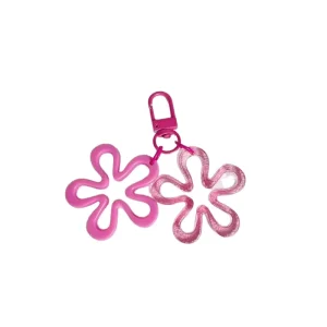Colorful Hollowed-out Double Irregular Flower DIY Keychain Unisex Bag Decoration Pendant