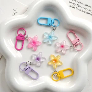 Colorful Metal Flower Keychain Swivel Snap Hook Floral Pendant Bag Charm Women Girls Car Keyring Accessories Gift Zinc Alloy