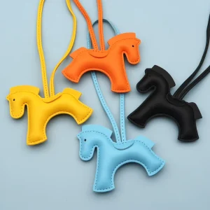 Colorful PU Leather Horse Bag Charm Set Cute Stitched Pony Pendant for Handbag Decoration