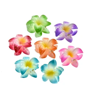 Colorful Plumeria Flower Hair Claw Clips Hawaii Flower Hair Accessories for Beach Party Wedding Bridal Kid Girl Hair Decor
