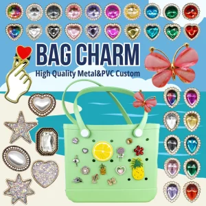 Colorful Rhinestone Bow Metal Charms for Clog Bags Cute DIY Bag Accessories for Stylish Women Teens Bag Pendant Metal Charm Bulk