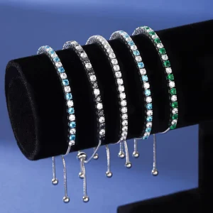 Colorful Round Gemstone Tennis Bracelet for Women PVD Gold Plated Stainless Steel Link Bracelet Gift Party Fashion Jewelry