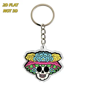 Colorful Sugar Acrylic Keychain Vibrant Floral Crown Design Durable Clear Pendant with Metal Ring & Chain
