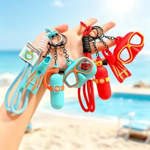 Colorful Summer Fun Fins and Diving Mask Keychain Creative and Stylish Exquisite Bag Charm Beach and Ocean Diving Enthusiasts