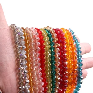 Colorful Transparent Crystal Glass Beads 4mm 6mm 8mm 10mm Flat Beads for Jewelry Accessories Decorations Making Box Packing