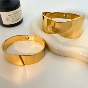 Commuting Geometry Wide Plate Smooth Bangle Fashion Jewelry Stainless Steel Bracelet Couple Bracelet Same Set