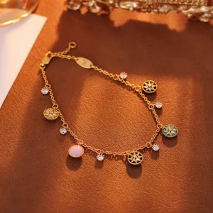 Compass Eight pointed Star Women’s Charm Bracelet Natural White Mother of pearl Agate Light Luxury Niche Design Mixed Stacked