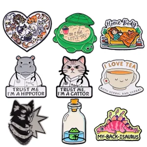 Cool Black Punk Cat Lapel Pins for Backpack Soft Enamel Pin Women Brooch for Clothes Badges Accessories Jewelry Holiday Gifts