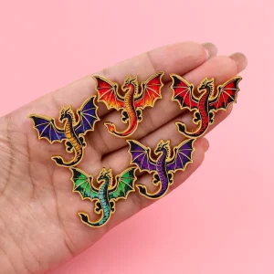 Cool Dragons Plated Lapel Pins for Backpack Retro Soft Enamel Pin Men Women’s Brooches Metal Badges Accessories Gifts Black