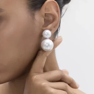Cool Stylish Trendy Fashion Pearl Pendant Earrings Copper Material Women’s Party Jewelry Simple Elegant Retro Minimalist Design