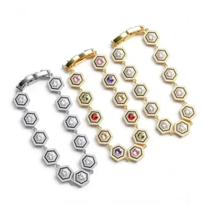 Copper Alloy Ice Zircon Versatile Round Shape Full Drill Rhinestone Charm Bracelet Anniversary Celebration