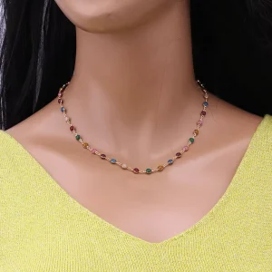 Copper Chain Jewelry Set Women Handmade Colorful Necklaces Bracelets Anklets Vintage Body Accessories
