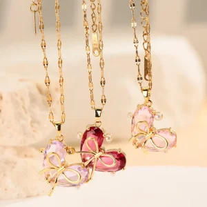 Copper Gold Plated Lover Heart Necklace Pendant for Women Girl