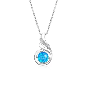 Copper Silver Plated Blue Opal Pendant Minimalist Starfish Link Chain Women’s Necklace Gift Occasions