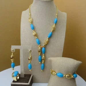 Costume Fashion Beads Dubai African Jewelry Sets Gold Plated Ladies Jewelry Sets