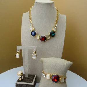 Costume Fashion Dubai African Bridal Stone Wedding Jewelry Sets