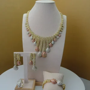 Costume Fashion Dubai African Jewelry Sets Bridal Stone Wedding Great Quality Gold Plated Jewelry Sets