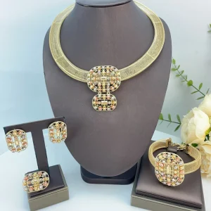 Costume Fashion Dubai African Jewelry Sets High Quality Gold Plated Ladies Jewelry Sets FHK23154