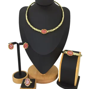 Costume Fashion Dubai Jewelry Accessories High Quality Gold Plated Ladies Jewelry Sets FHK12358