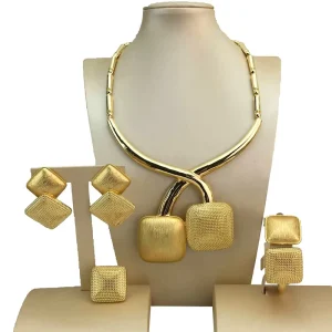 Costume Fashion Dubai Jewelry Accessories High Quality Gold Plated Ladies Jewelry Sets FHK17236