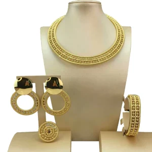 Costume Fashion Dubai Jewelry Accessories High Quality Gold Plated Ladies Jewelry Sets FHK17247