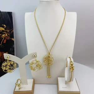 Costume Fashion Dubai Jewelry Accessories High Quality Gold Plated Ladies Jewelry Sets FHK21942