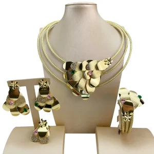 Costume Fashion Dubai Jewelry Gold Plated Ladies Jewelry Set for Women FHK20893