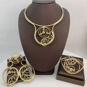 Costume Fashion Dubai Jewelry Gold Plated Ladies Jewelry Set for Women FHK21968