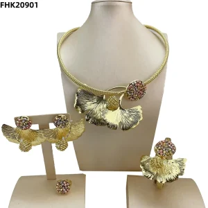 Costume Fashion Dubai Jewelry Gold Plated Ladies Jewelry Sets for Women FHK20901