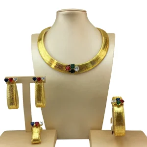 Costume Fashion Dubai Jewelry Luxury Gold Plated Ladies Jewelry Sets for Women FHK18771