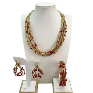 Costume Fashion Dubai Jewelry Luxury Gold Plated Ladies Jewelry Sets for Women FHK21435