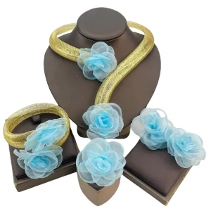 Costume Fashion Dubai Jewelry Luxury High Quality Gold Plated Ladies Jewelry Sets For women FHK20858