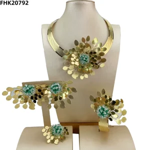 Costume Fashion Dubai Jewelry Luxury High Quality Gold Plated Ladies Jewelry Sets for Women FHK20792