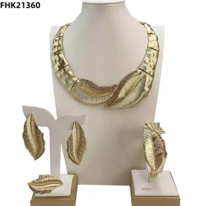 Costume Fashion Dubai Jewelry Luxury High Quality Gold Plated Ladies Jewelry Sets for Women FHK21360