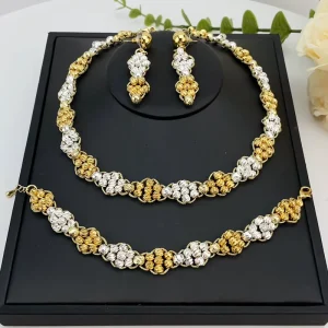 Costume Fashion Dubai Jewelry Luxury High Quality Gold Plated Ladies Jewelry Sets for Women FHK23378